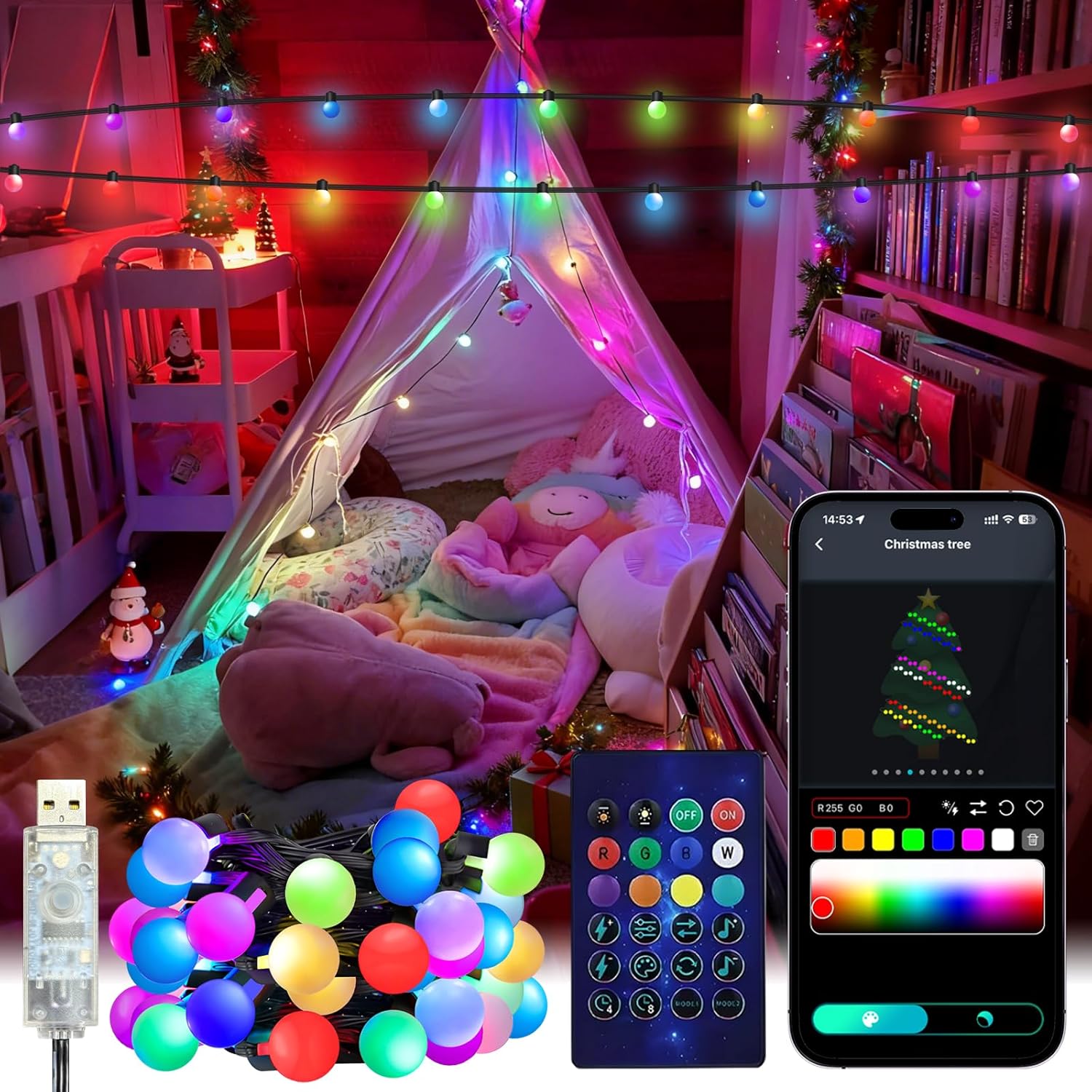 Smart Garden Led Lights - Guirnalda de luces de globo inteligente,