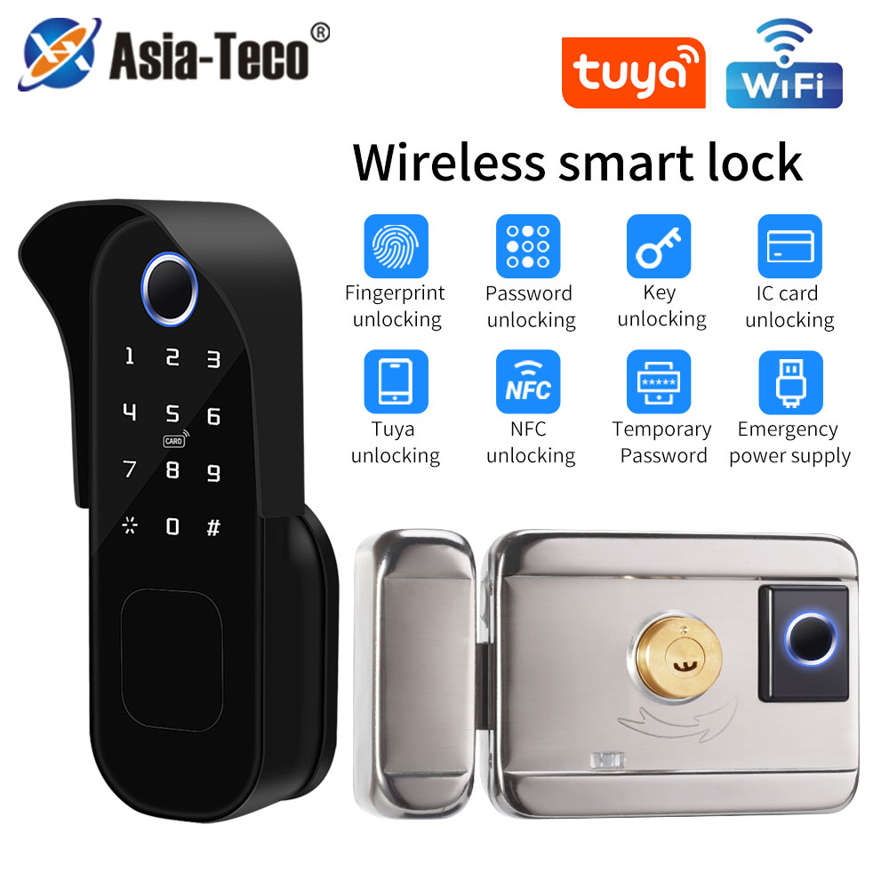 Smart Garden Gate Lock - Tuya-cerradura de puerta con huella dactilar,